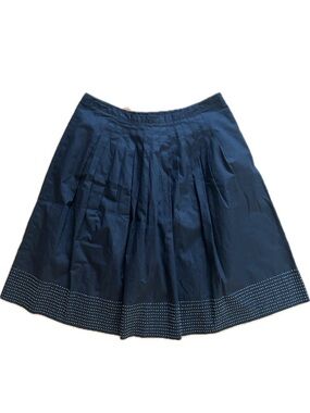 Talbots Petites 10 Black Pleated Cotton Skirt Beaded Embellished Hem Midi 10P